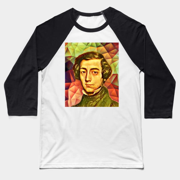 Alexis de Tocqueville Snow Portrait | Alexis de Tocqueville Artwork 15 Baseball T-Shirt by JustLit